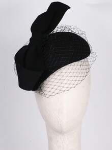 White Wool Felt Beret Fascinator Hat For Women Lady Church Tea Party Church Wedding Cocktail Winter Elegant Top Hats With Bow Veil