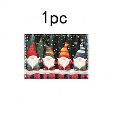 1 set/1 pièce/4 pièces/6 pièces Sets de table motif Lutin de Noël et Sapin de Noël, sets de table rectangulaires en polyester lavables en machine, protège-tables, sets de table isolants thermiques, décorations de table de restaurant, fournitures de fête, décorations de Noël pouvant être offerts en cadeau