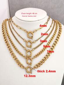 1 Piece. Fashionable Stainless Steel Pendant Necklace With Sailor Clasp. DIY Suitable For Both Men And Women. Thick And Thin Geometric Design. Waterproof And Non-Fading. Hip-Hop And Punk Style. Simple And Elegant. Vacuum Electroplated. Length: 45 Cm. Give Gifts To One's Girlfriend Or Boyfriend On Special Occasions.