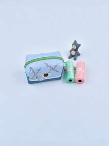 Dispensador premium de bolsas para desechos de mascotas para pasear perros, incluye clip para correa y bolsas de desechos de colores aleatorios