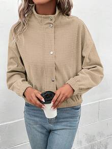 Autumn And Winter Stand Up Collar Jacket, Corduroy Short Jacket For Women