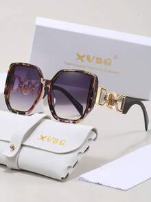 XVBQ 1 par de gafas elegantes de moda con marco grande y decoración de metal, adecuadas para uso diario, con empaque