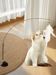 1. Cat Teaser Wand With Suction Cup, Regular Suction Cup Comes With Double-Sided Adhesive, Can Be Handheld. (The Product Is Available In Regular Suction Cup And Heavy-Duty Suction Cup, It Is Recommended To Purchase The Heavy-Duty Suction Cup For Stronger Suction.) Cat Toy, Boredom Relief Toy, Cat Toy With Suction Cup, Puppy Toy, Cat Teaser Toy, Anti-Bite And Chew-Resistant, Replaceable Suction Cup Head, Designed Specifically For Cats, Unleashes Cat's Instincts, Durable, Stable Base.