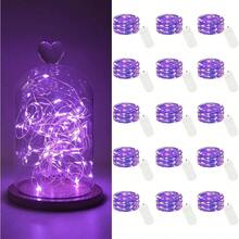 - Paquete de 15 30 luces LED micro estrelladas que funcionan con pilas incluidas, luces de alambre plateado impermeables de hadas, para manualidades, fiestas, jardn, boda, mesa, decoracin - Morado - Ver 1
