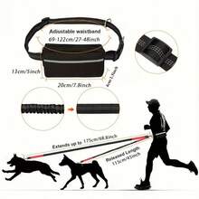 Hands-Free Dog Leash With Reflective Waist Pouch, Retractable Elastic Pet Leash For Walking, Running, Hiking