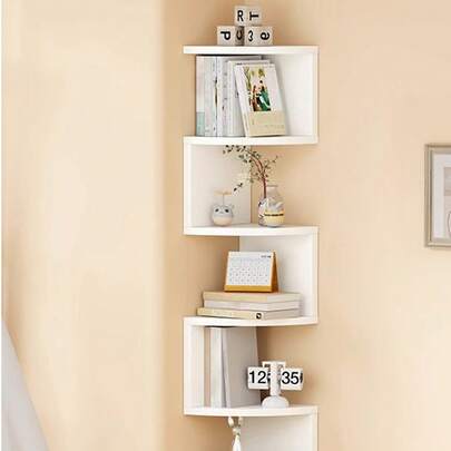 1 Parça Köşe Duvar Rafı, Üçgen Yüzen Raflar, Oturma Odası ve Yatak Odası İçin Çok Amaçlı Depolama Rafı, Delme Gerektirmez