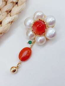 1 pièce Broche de perle, convenant pour le port quotidien des femmes, les fêtes, élégante, vintage, chic, minimaliste, , polyvalente, personnalisée, affinante, généreuse