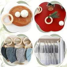 20 件天然木环,用于工艺品、DIY 花边环、无漆木环、吊坠连接器 55 毫米/2.2 英寸 - 卡其色 - 查看 7