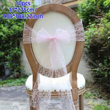 1/5/10/20pcs, 7 X 108 Inch Vintage White Lace Embroidered Chair Sash, Boho Farmhouse Style Bow & Floral Chair Cover, Home Decor, Wedding Supplies, Wedding Venue Decoration, Suitable For Weddings, Bridal Showers, Birthday Parties, Rustic Theme Events, Holiday Parties, All Seasons Chair Sash