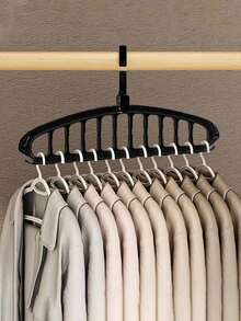 11-Hole Collapsible Clothes Hanger Organizer, Multi-Functional Non-Slip Plastic Portable & Wall-Mountable Closet Storage System, 3.2 Cubic Feet Enclosed Storage Capacity - Lightweight (1pc),Spring,Minimalist,Summer Tops