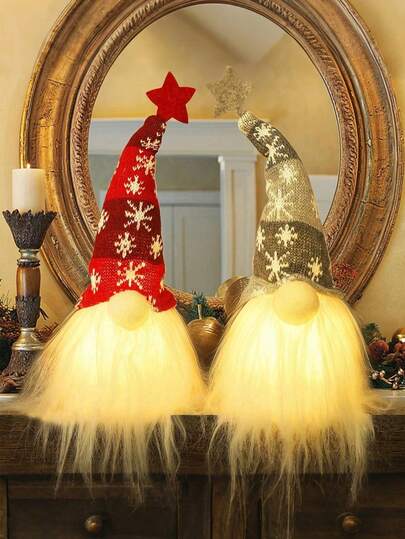 3pcs-Lighted Christmas Gnome, Handmade Plush Scandinavian Swedish Tomte, Light Up Holiday Present, Battery Operated Winter Tabletop Christmas Decorations,Christmas Plush Gnomes, 9 Inch Lighted Handmade Mini Gnome Scandinavian, Light Up Swedish TomteHoliday Present, Battery Operated Xmas Gifts Table Ornaments Dinner Party Supplies