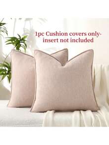 1个（不含枕芯）黑色雪尼尔抱枕套，设计优雅，柔软奢华，适用于沙发、床和家居装饰，圣诞抱枕套 - 藕粉色 - 查看 2