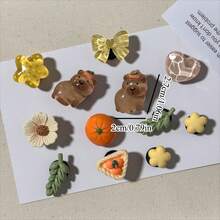 12 Stücke Capybara Blumen- und Fruchtmuster Schuh Charms, für Frauenpartys, Urlaubsgeschenke, Sommer Garten Schuhe DIY Dekoration