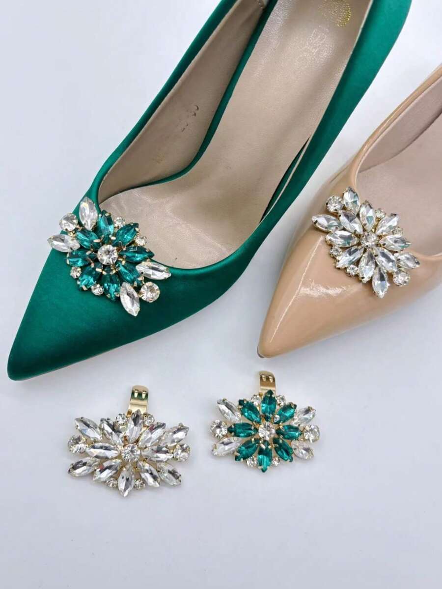 2 pezzi Accessori per tacchi alti, decorazioni per scarpe, facili da applicare e rimuovere, adatti per tacchi alti, scarpe da sposa, uso all'aperto, matrimonio, festa, casa, vacanza, scuola, ufficio e altre occasioni - Multicolore - Visualizzare 1