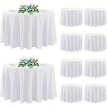 10 Stück elegante runde Tischdecke in Weiß, perfekt für Hochzeiten, Bankette, Geburtstage und Restaurants