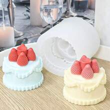Strawberry Cake Scented Candle Silicone Mold DIY Realistic Fruit Cake Plaster Resin Handmade Soap Mold