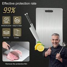 Titanium Cutting Board,Tabla de cortar,Tablas de Cortar de Titanio 100% Puro para Cocina,304 Tabla de cortar de acero inoxidable,Alfombrilla de Corte Antideslizante de Doble Cara de Titanio - 1 - Ver 3