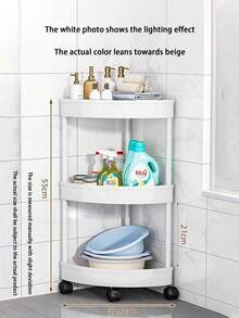 1个多功能塑料置物架，多层落地式收纳架，适用于厨房、浴室、淋浴角、客厅、卧室化妆品收纳，便携式壁挂式转角置物架 - 彩色 - 查看 9