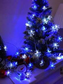 1pc LED Snowflake Lights String,Christmas Decor,Christmas Lights,Classic Snowflake LED String Lights For Christmas Decor, Fairy Lights, Battery Operated,Battery Operated Christmas Lights,Christmas Decorations,1.5m/4.92ft, 3m/9.84ft,6m/19.68ft, Romantic Christmas Fairy Lights, Blue & White Light, Christmas Lights,Fairy Lights