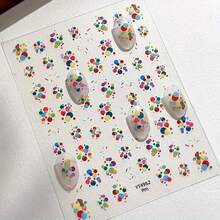 Reusable Self-Adhesive Nail Stickers - Shimmery Moire Fantasy Space Theme, Cartoon Colorful Balloons Dot Design, Unscented, For Women, Festival Celebration - 彩色 - 查看 11