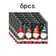1 set/1 pièce/4 pièces/6 pièces Sets de table motif Lutin de Noël et Sapin de Noël, sets de table rectangulaires en polyester lavables en machine, protège-tables, sets de table isolants thermiques, décorations de table de restaurant, fournitures de fête, décorations de Noël pouvant être offerts en cadeau