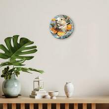 1 Piece Quirky Water Buffalo And Orange Fruit Wall Clock - Modern Farmhouse Style Decoration, Green Leaf Background - Silent Quartz Movement No Ticking Sound - Wooden Frame Clock, Suitable For Living Room, Kitchen, Office - Perfect Christmas Thanksgiving Housewarming Gift - Batteries Not Included - Home Decoration, Artwork, High-Quality Craftsmanship, Unique Design