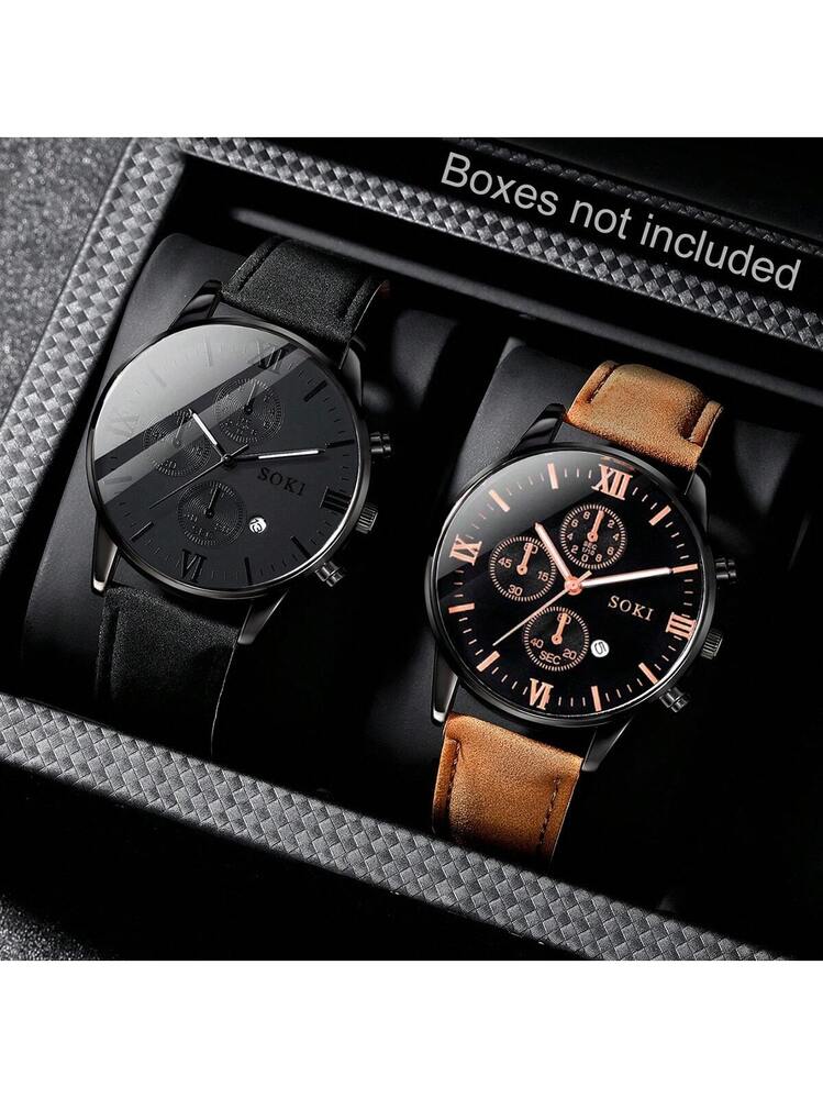 LIANDU腕時計セット LIANDU LIANDU 2pcs/Set Men's Watches With Calendar Function