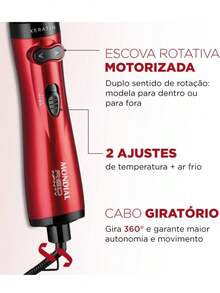 Mondial ER-11-KR Rotating Straightening Brush, Hot Cold Air, Dry Brush, 1000W - 查看 6