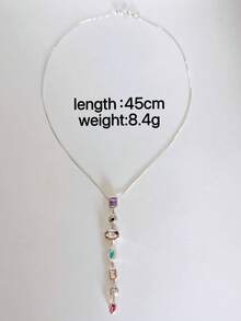 1pc Versatile High-Quality Colorful Zirconia Long Pendant Necklace, Suitable For Women Everyday Wear