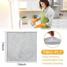 Magic Cleaning Cloth, Thickened Double-Sided Metal Wire Cloth, Kitchen Dishwashing Utensil Wiping Cloth, Cleaning Tool, Ultra-Fine Fiber Steel Wire Soap Pad - Double-Sided Kitchen Washer, Suitable For Tableware And Cookware, Non Scratch Steel Wire Wiping - Easy To Remove Grease, Dirt And Dust - Reusable And Washable