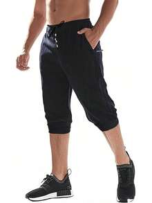 Men's 3/4 Jogger Capri Pants Elastic Waist Below Knee Shorts Workout Gym Running Sweatpants With Zip Pockets-2025 - 灰色的 - 查看 6