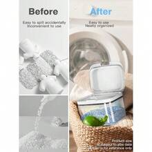 Laundry Detergent Dispenser With One-Touch Lid, For Laundry Room Organization. Transparent PET Laundry Powder Container With Measuring Cup. Laundry Gel Ball Containers Available In 2.8L, 4.5L And 5.5L Sizes.