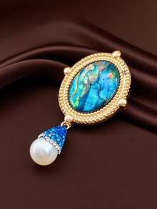 1 pièce Broche de perle, convenant pour le port quotidien des femmes, les fêtes, élégante, vintage, chic, minimaliste, , polyvalente, personnalisée, affinante, généreuse