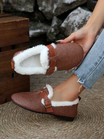 Zapatos de mujer de nueva moda con deslizamiento, zapatos casuales cómodos para interiores/exteriores, forrados térmicos suaves, cálidos y acogedores para el campus, regalo de Navidad