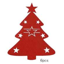 12 件圣诞树餐具袋餐具架银器架餐具袋圣诞树毛毡餐具刀叉套适用于圣诞节派对餐桌装饰 - 彩色 - 查看 8