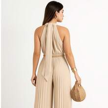 Pleated Jumpsuit For Weddings And Special Events - 米色 - 查看 2