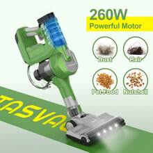 S8 GREEN Kabelloser Stabstaubsauger, mit 23000Pa starkem Saugkraft für Tierhaare und Hartböden, Handstaubsauger mit 260 W Motor, LED-Display, weicher Rollbürste, HEPA-Filter, Leichtgewicht für die Hausreinigung