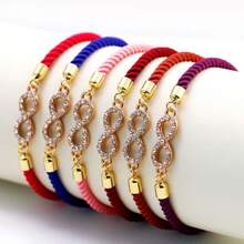 1 件微型镶嵌锆石镀金无限手链，配红绳，情人节或母亲节的幸运礼物