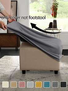 1pc Fleece Footstool Cover, Square Foldable Storage Ottoman Furniture Protector, Elastic Footrest Slipcover, Suitable For Living Room - Multicolor - View 3