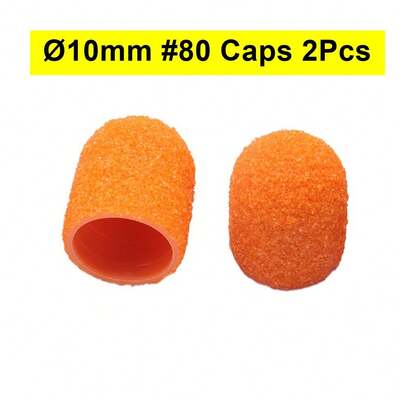 Easy Nail قطعتان من أغطية الرأس المطاطية لتقليم الأظافر أو الرمل، أكمام قاطع الأظافر بعمود 2.35 مم، إزالة جل الأظافر بالتقشير والرمل، #80 لعناية القدم