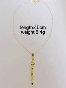 1pc Versatile High-Quality Colorful Zirconia Long Pendant Necklace, Suitable For Women Everyday Wear