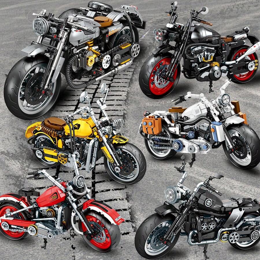 Modelo de bloques de construcción de motocicleta clásica de alta tecnología, juguete de ladrillos de carreras de ciudad de moto para decoración de escritorio de adultos, regalo de Navidad - Multicolor - Ver 1