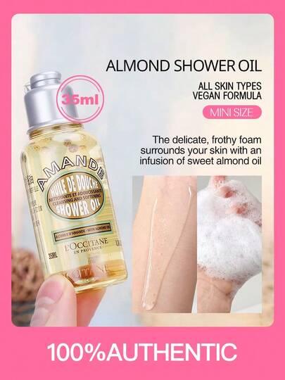 Amande Shower Oil | 35ml Mini Size, Almond-Infused, Hydrating & Gentle For Dry Skin, Daily Use