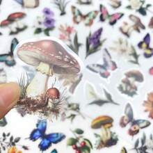 50PCS Retro Mushroom Plant Butterfly Transparent Doodle Decorative Sticker Creative DIY Skateboard Water Cup Motorcycle Helmet Decal