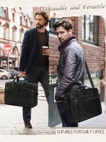 NEWHEY 16英寸男士真皮笔记本电脑包，复古斜挎包，大号单肩办公笔记本电脑包，复古学院风双肩包，适合工作、商务、旅行 - 彩色 - 查看 7