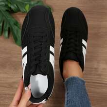Womens Shoes Gum Sole Walking Outdoor Tennis Classic Sneakers Four Season Fall Winter - màu đen - Xem 4
