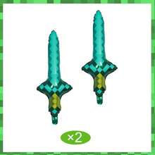 1 Set Giant Green Pixel Miner Theme Digital Foil Balloon Set, Sword Aluminum Foil Balloon Jungle Game Event, Large 40 Inch (Approx. 101.6 Cm) Digital Balloons Party Balloons Birthday Party Decorations 0-9 Suitable For Forest Theme Birthday, Anniversary Party Supplies. - Multicolor - View 10