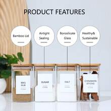 12packs  Glass Storage Containers With Lids, Glass Jars With Lids, Clear Food Jar, Square Canister , Pantry Organizers And Storage For Cookie Flour Oat Pasta Tea Coffee Bean (Square) - 透明方12 - 查看 9