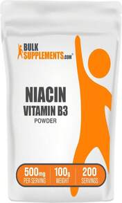 BulkSupplementscom Niacin Powder - Vitamin B3 Supplement, Niacin Flush - Gluten Free, 500mg Per Serving, 250g (88 Oz) (Pack Of 1) - Tên hương vị - Xem 1