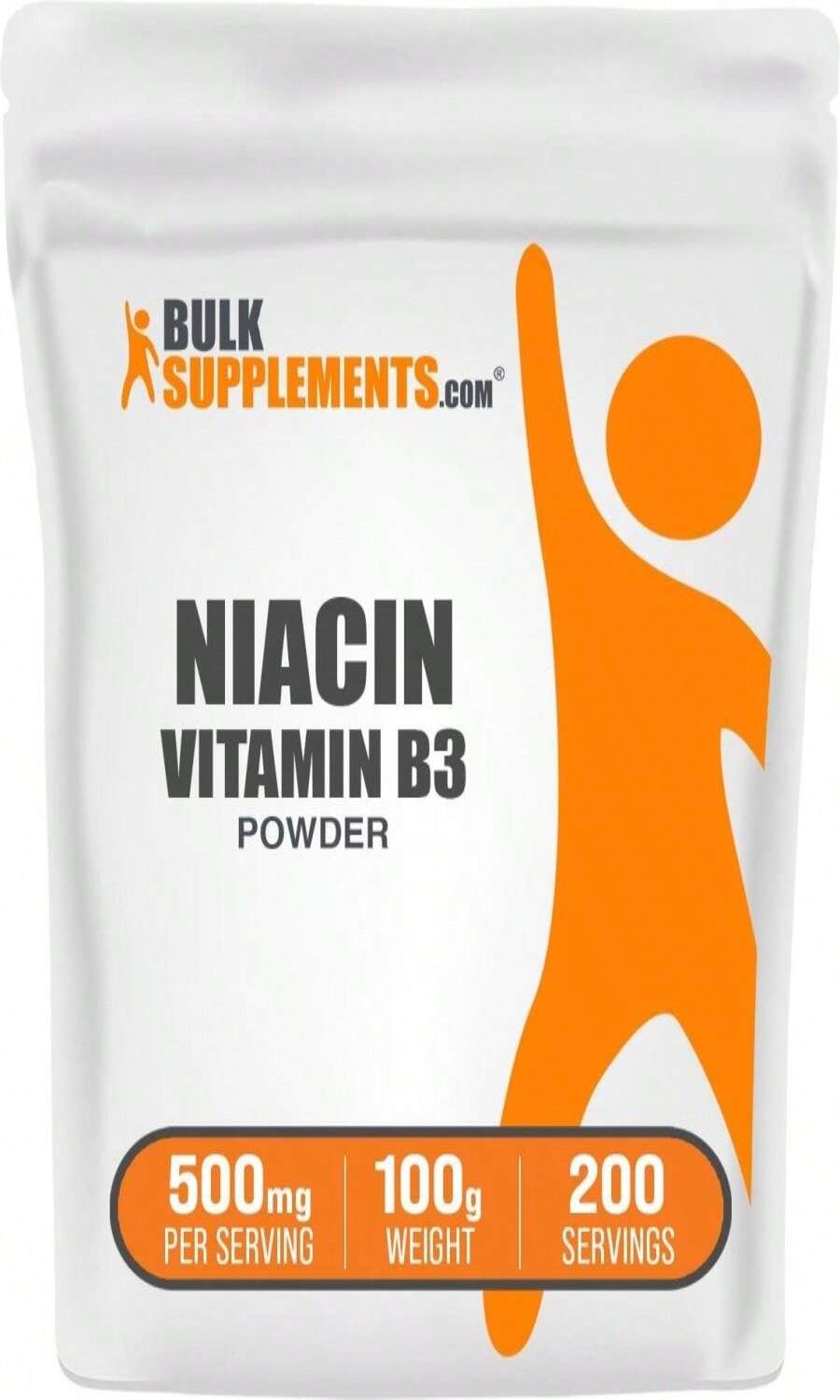BulkSupplementscom Niacin Powder - Vitamin B3 Supplement, Niacin Flush - Gluten Free, 500mg Per Serving, 250g (88 Oz) (Pack Of 1) - Tên hương vị - Xem 1